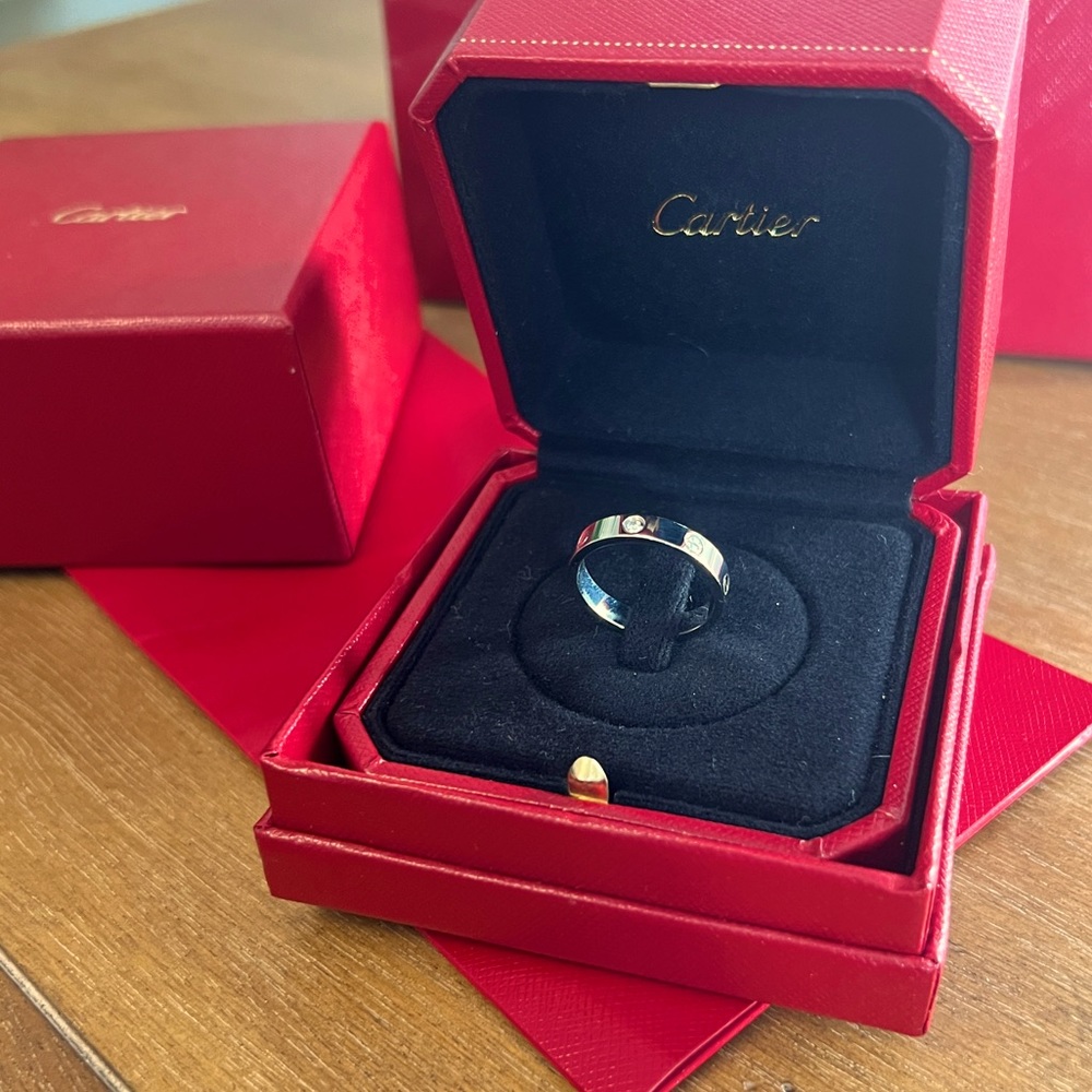 Cartier mini love ring with diamond, white gold NEVER WORN